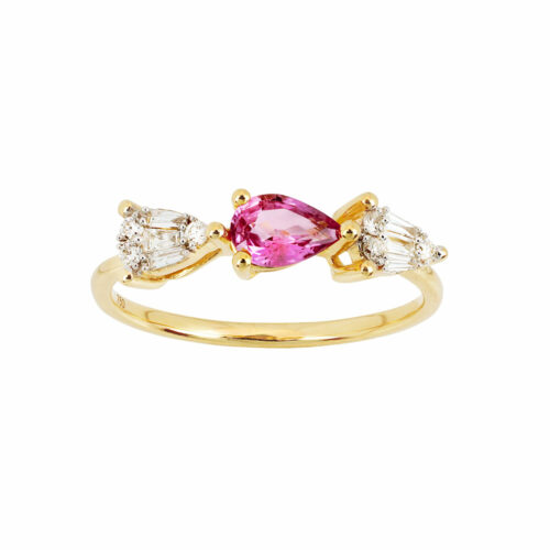 Anillo Trilogy con zafiro rosa