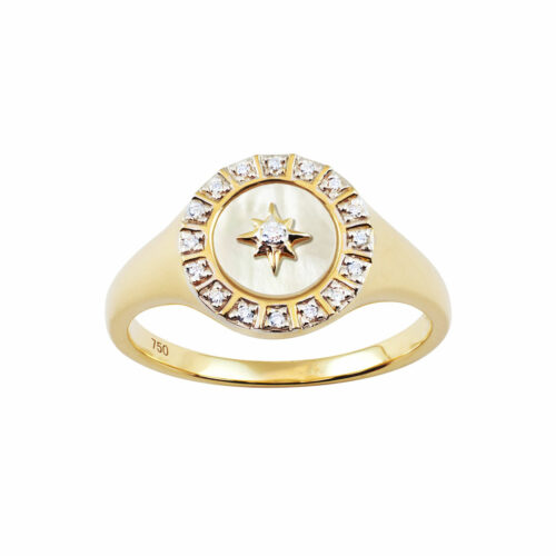 Anillo tipo sello con estrella de nácar